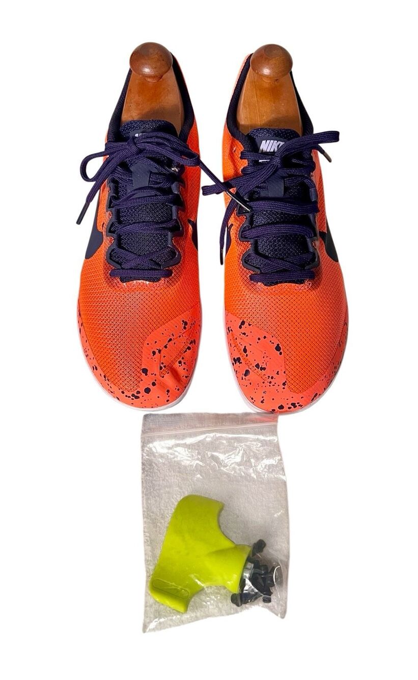 Nike Zoom Rival D 10 Track Spikes Bright Mango Orange Ink Splatter Women’s Sz 8